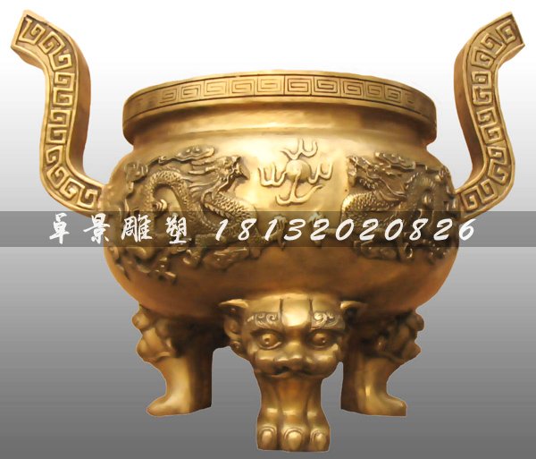 铜香炉，铸造香炉，寺庙铸铜香炉