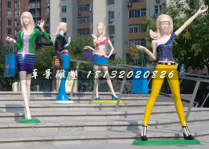 玻璃钢步行街人物雕塑，动漫人物雕塑 (1)