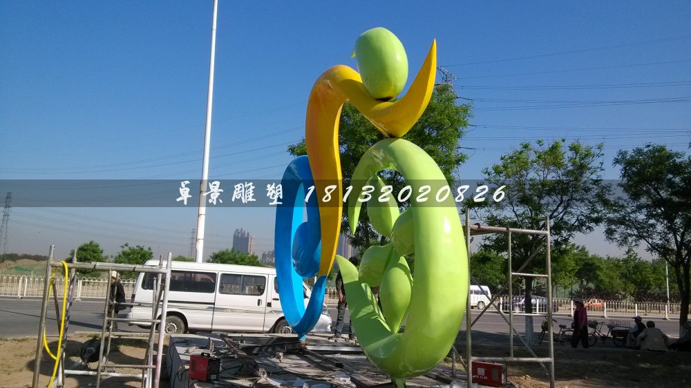 不锈钢卡通雕塑，彩色不锈钢雕塑
