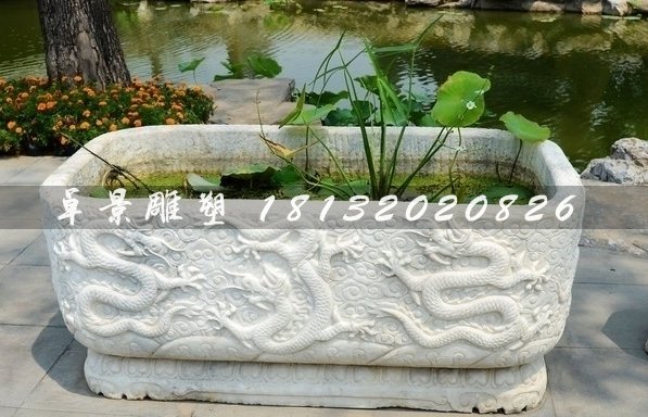 石雕花盆，石头花盆