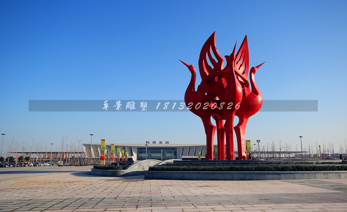 不锈钢仙鹤雕塑，抽象仙鹤雕塑 (1)