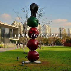 铸铜苹果雕塑，彩色苹果雕塑