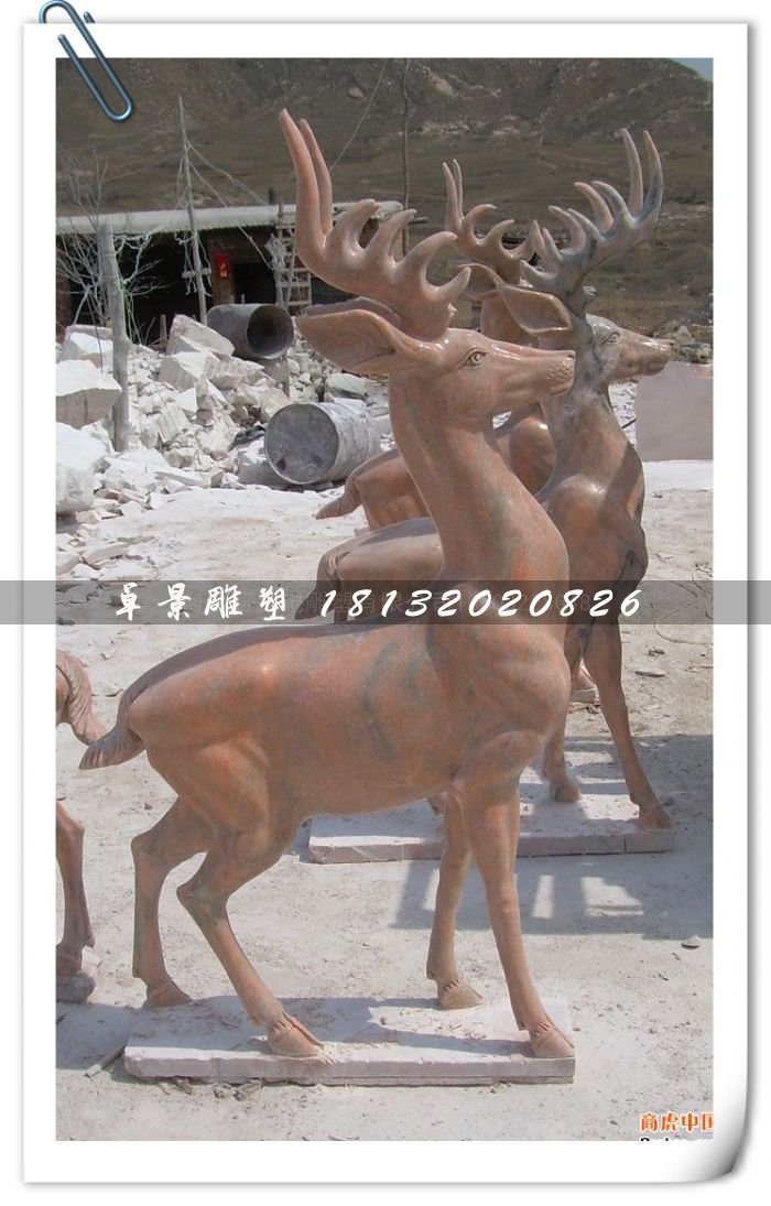 石头小鹿雕塑，小鹿石雕