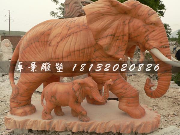 石头大象，石雕大象，石雕母子象