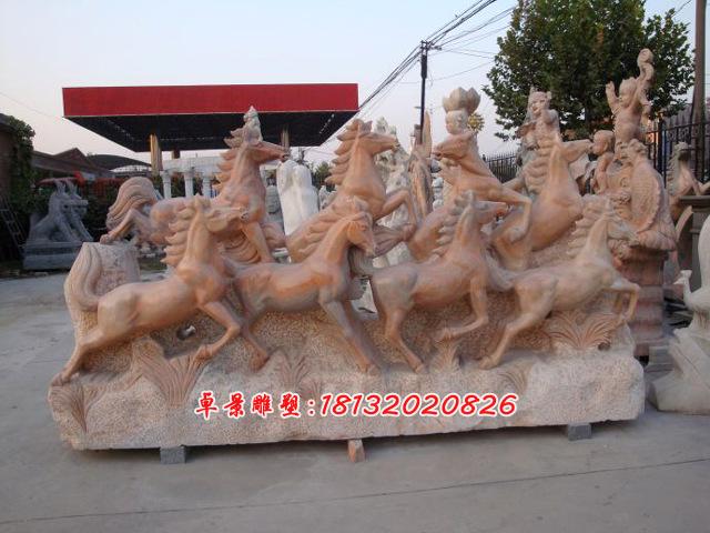 石雕奔马，石头奔马雕塑，石雕飞马雕塑
