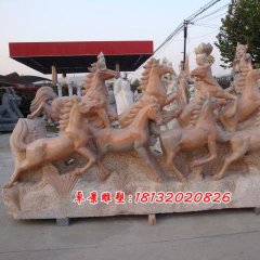 石雕奔马，石头奔马雕塑，石雕飞马雕塑