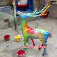 玻璃钢彩色小鹿雕塑，卡通小鹿雕塑