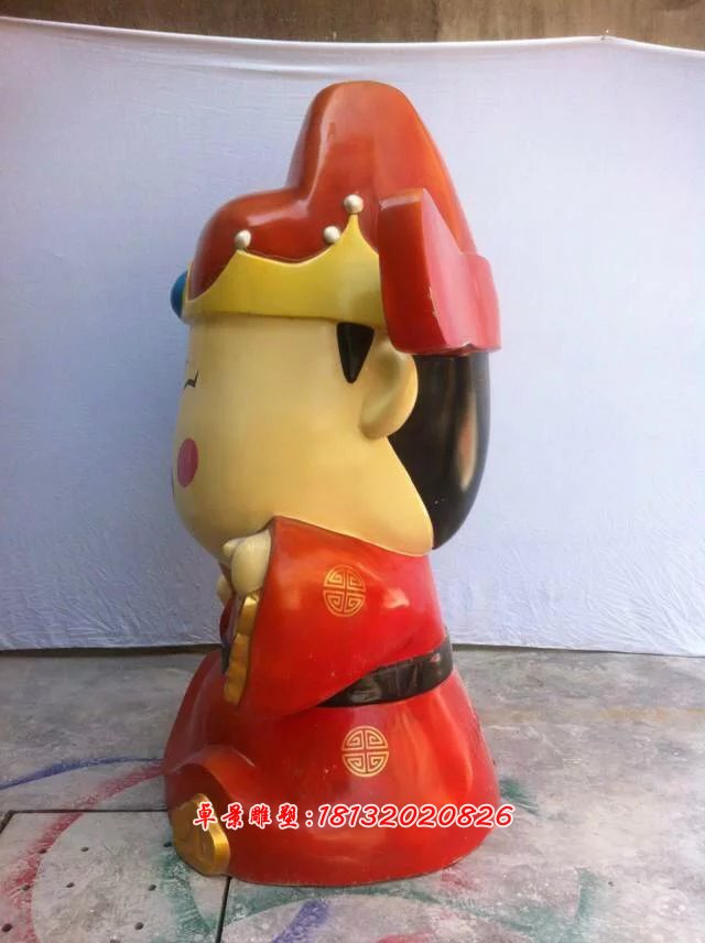 玻璃钢财神雕塑，玻璃钢卡通财神雕塑
