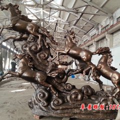 八马铜雕，八马奔跑铜雕
