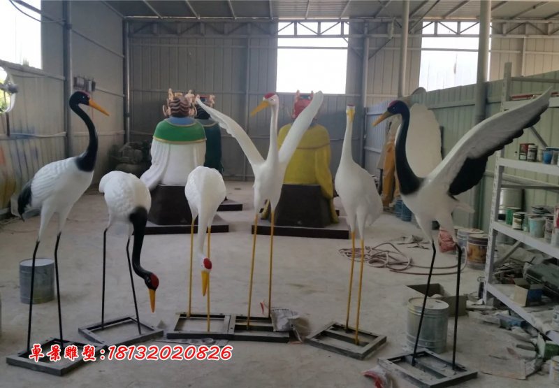 玻璃钢仙鹤雕塑，玻璃钢丹顶鹤 (2)
