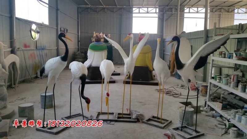 玻璃钢仙鹤雕塑，玻璃钢丹顶鹤 (3)