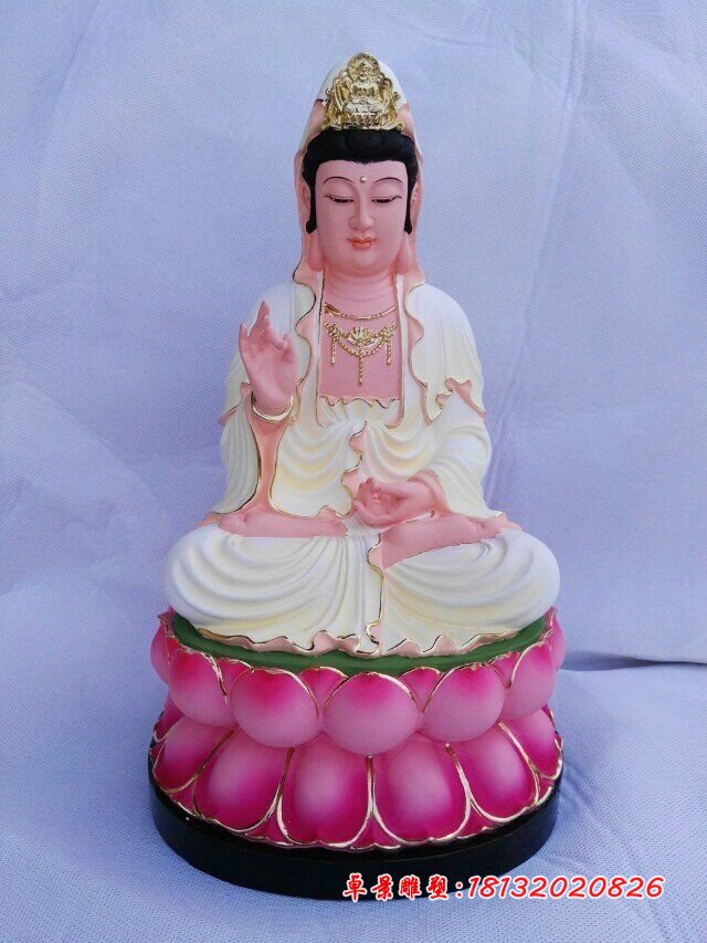 玻璃钢观音佛像，彩绘玻璃钢佛像