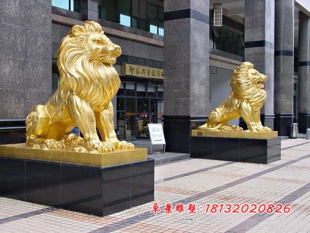 铜狮子雕塑，企业门口铜狮子雕塑
