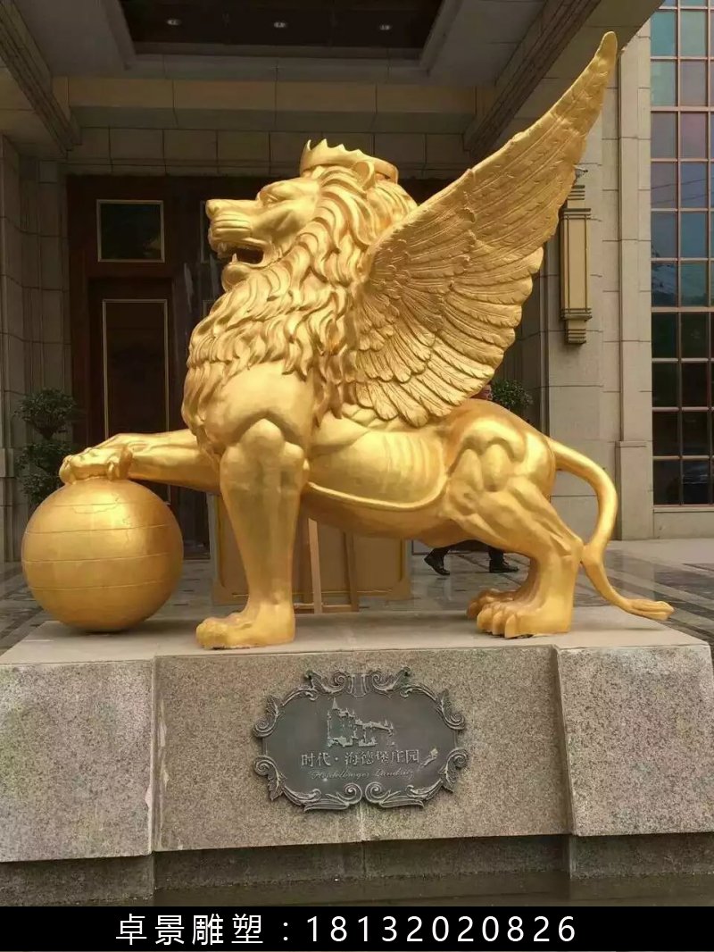 飞狮铜雕，铸铜飞狮雕塑 (1)