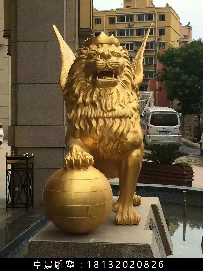 飞狮铜雕，铸铜飞狮雕塑 (4)