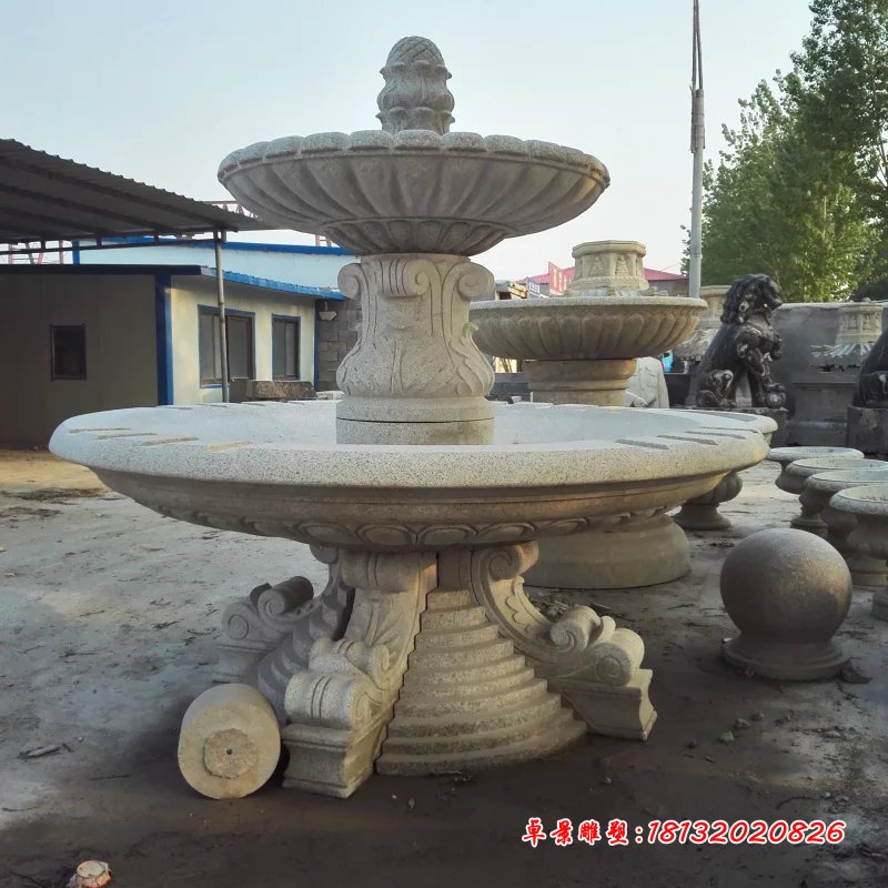 大理石喷泉，两层石喷泉