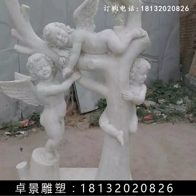 小天使石雕，汉白玉小天使雕塑