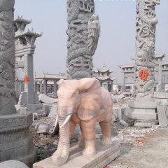 大象石雕，晚霞红大象雕塑