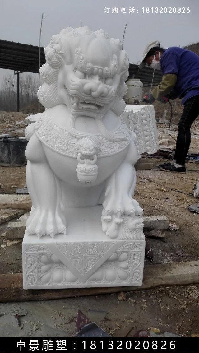 汉白玉狮子雕塑，北京狮汉白玉雕塑 (2)