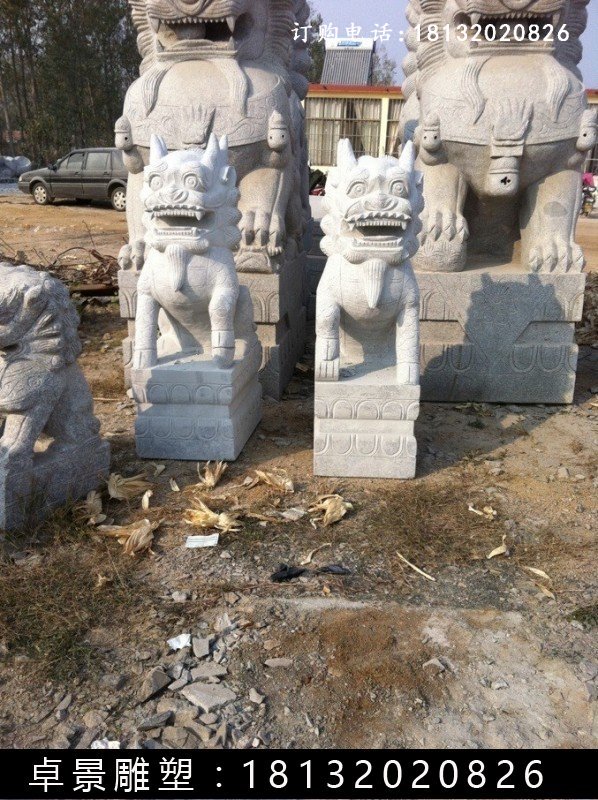 麒麟石雕，汉白玉麒麟雕塑 (2)