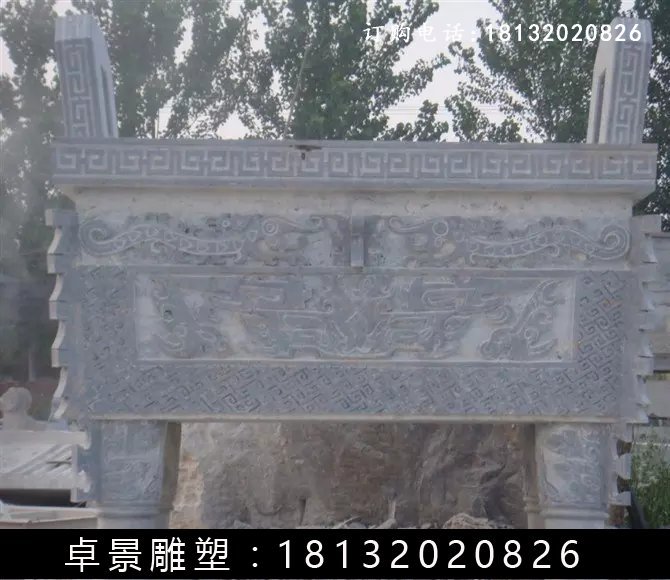 石方鼎，仿古石鼎，石香炉雕塑 (2)