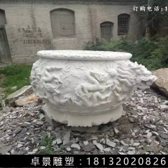 石水缸，汉白玉水缸雕塑