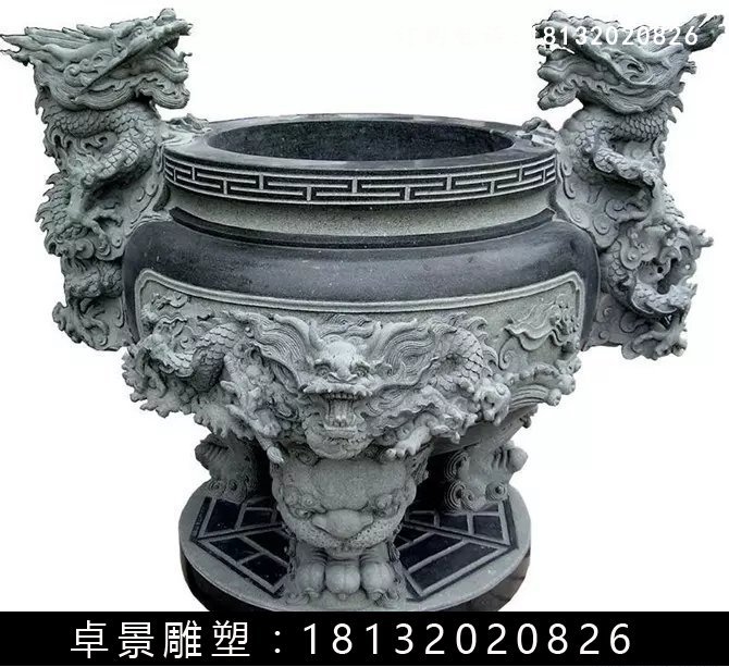 石圆鼎，石香炉雕塑 (5)