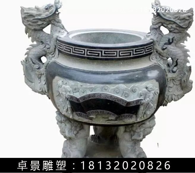 石圆鼎，石香炉雕塑 (7)