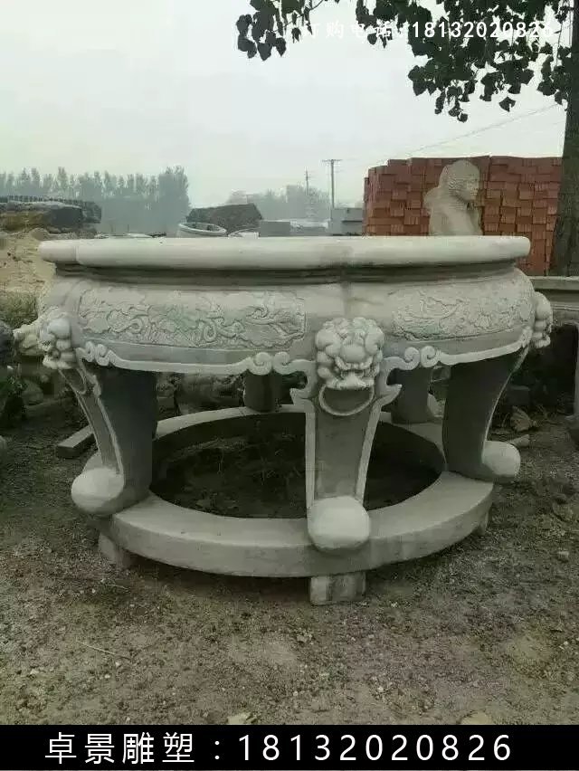 石桌，仿古石圆桌 (2)