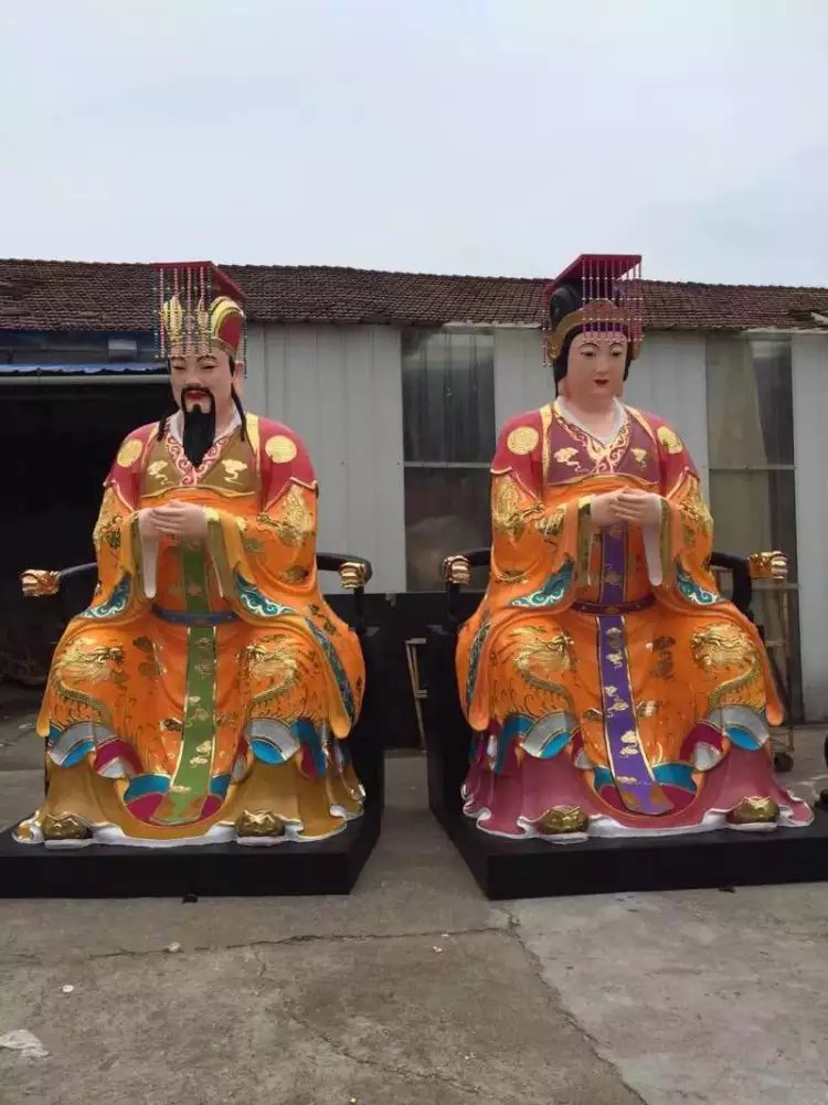 玻璃钢玉帝王母雕塑，玻璃钢彩绘神仙雕塑