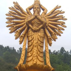 千手观音铜雕，贴金千手观音雕塑
