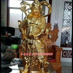 韦佗佛护法铜雕，鎏金铜韦佗护法雕塑