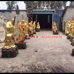 十八罗汉铜雕，鎏金铜彩绘十八罗汉雕塑