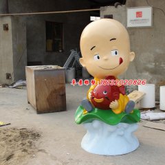 玻璃钢小和尚雕塑，玻璃钢人物雕塑