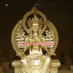 菩萨铜雕，贴金菩萨雕塑