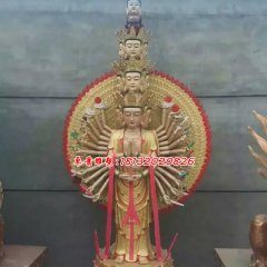 千手观音彩绘铜雕，千手观音彩绘雕塑