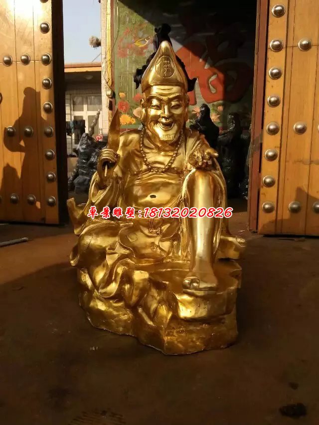 铜雕济公，贴金济公雕塑