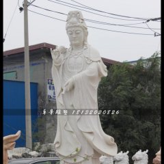 观音菩萨石雕，汉白玉观音菩萨雕塑