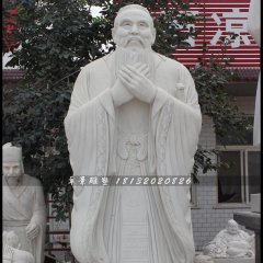 孔子石雕，汉白玉孔子雕塑，校园名人石雕
