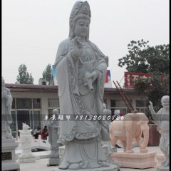 观音菩萨石雕，青石观音菩萨雕塑