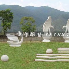 天鹅石雕，公园天鹅石雕