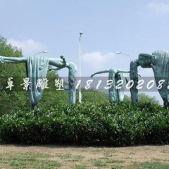悬空平躺人物铜雕，公园小品铜雕