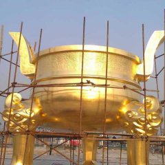 铜圆鼎，三足圆鼎，贴金圆鼎