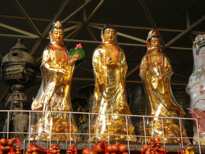 西方三圣铜雕，三圣铜雕