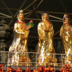 西方三圣铜雕，三圣铜雕