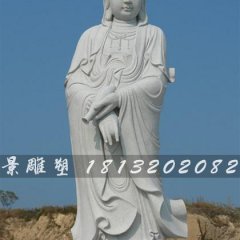 观音石雕，汉白玉立式观音菩萨雕塑