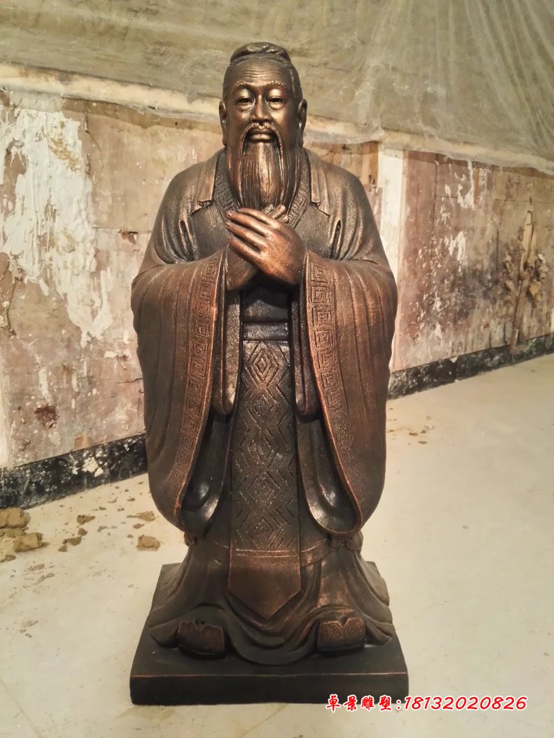 孔子铜雕，铸铜孔子雕塑，校园名人铜雕 (1)