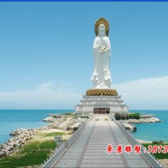 观音菩萨石雕，汉白玉立式观音菩萨石雕