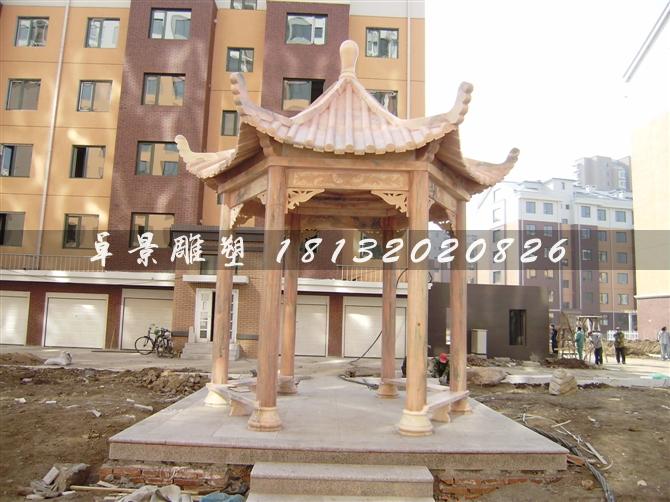 晚霞红石凉亭，公园凉亭 (1)