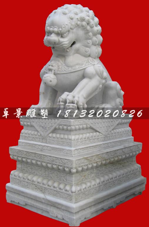 石狮子雕塑，汉白玉狮子雕塑 (2)